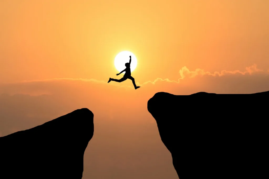 subject hurdles over a risky obstacle similar to hurdling retirement risks
